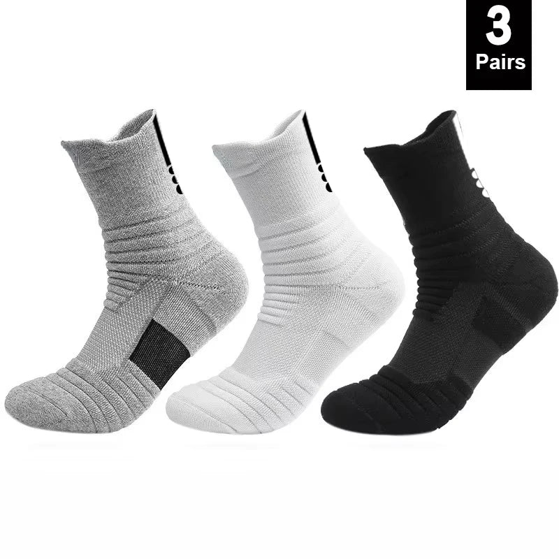 Ansoff men's anti-slip cotton football socks in black, short tube design, breathable and deodorizing for soccer and basketball sports.