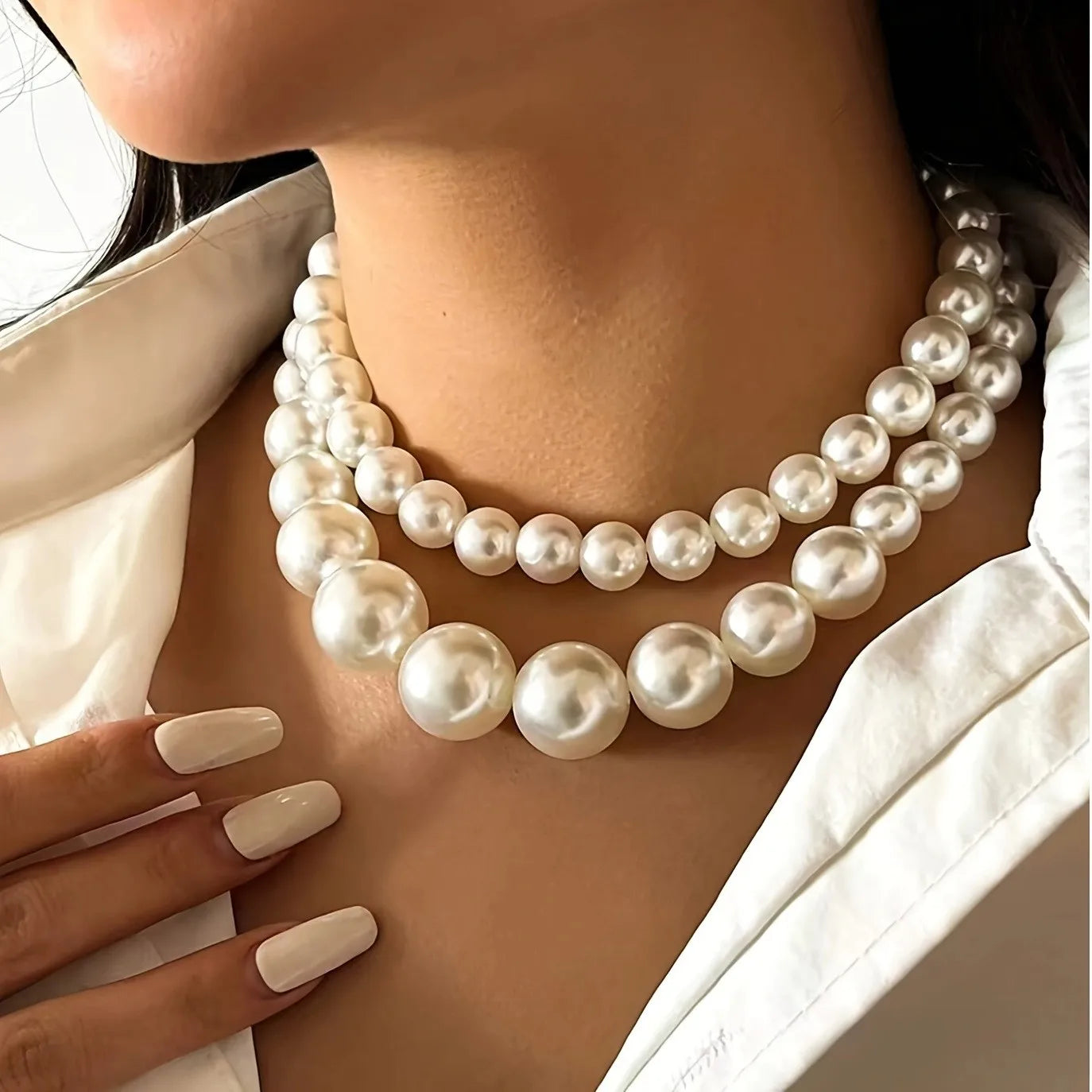 2 pcs set Imitation Pearl Beaded Choker Necklaces Collar for Women 2026 Wedding Bridal Party Jewelry Gift
