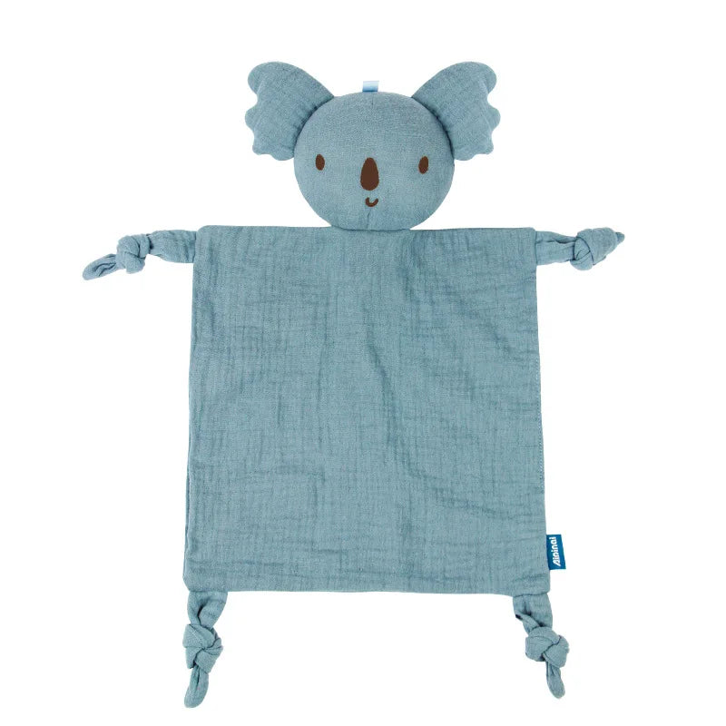 Soft cotton baby security blanket by Ansoff with plush stuffed animal, perfect for newborns to soothe and comfort during sleep.