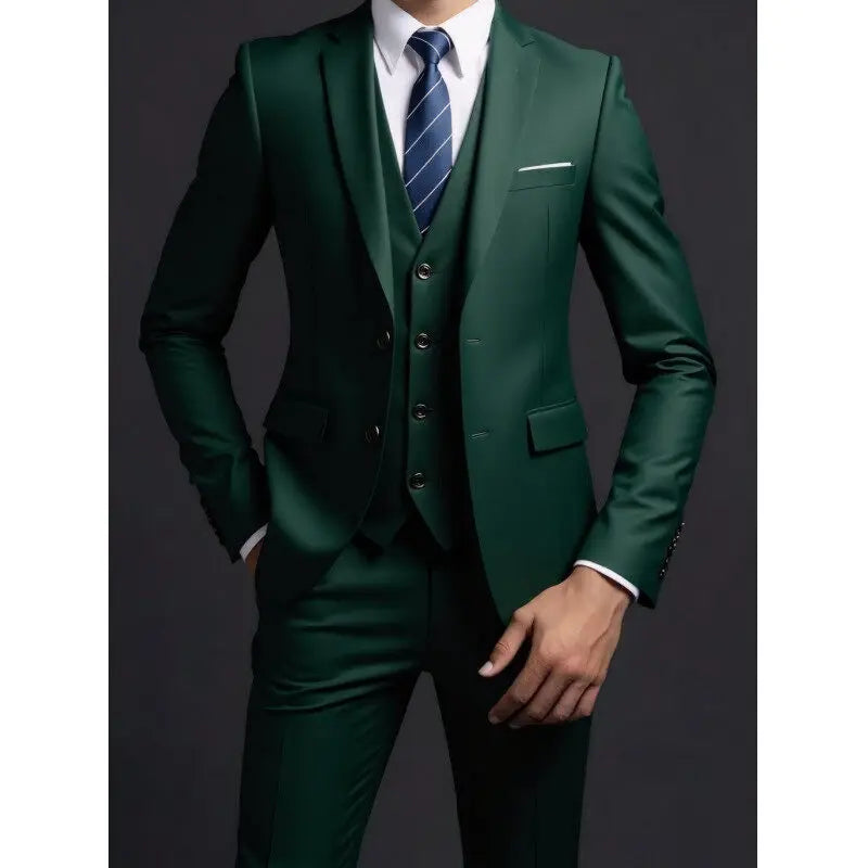 Men's fashion suit by Ansoff, including blazer, vest, and trousers, in a solid color for business, casual, or formal occasions.