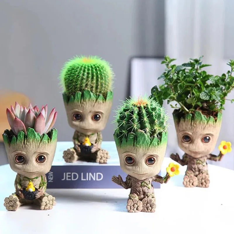 Miniature Groot figurine from Ansoff, 5cm tall, used as desk decor, featuring a cartoon tree character for home decoration.