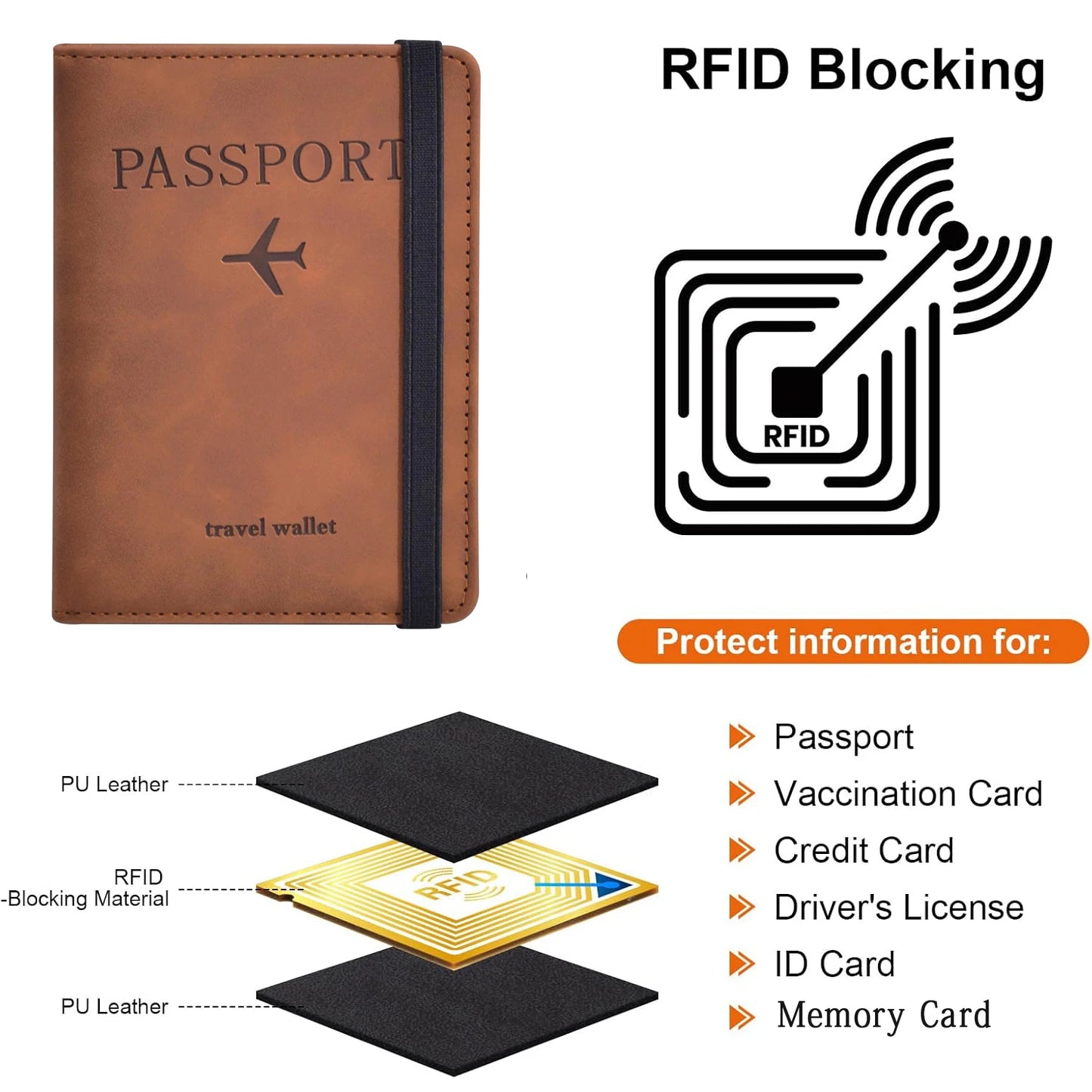 Ansoff passport holder for travel essentials, black leather wallet case with multiple card slots and passport pocket for men and women.