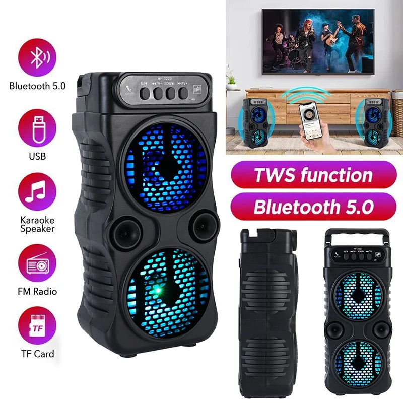 Versatile Outdoor Wireless Speaker; Dual 3 Inches Stereo with Bass Subwoofer, USB Power for Home Parties