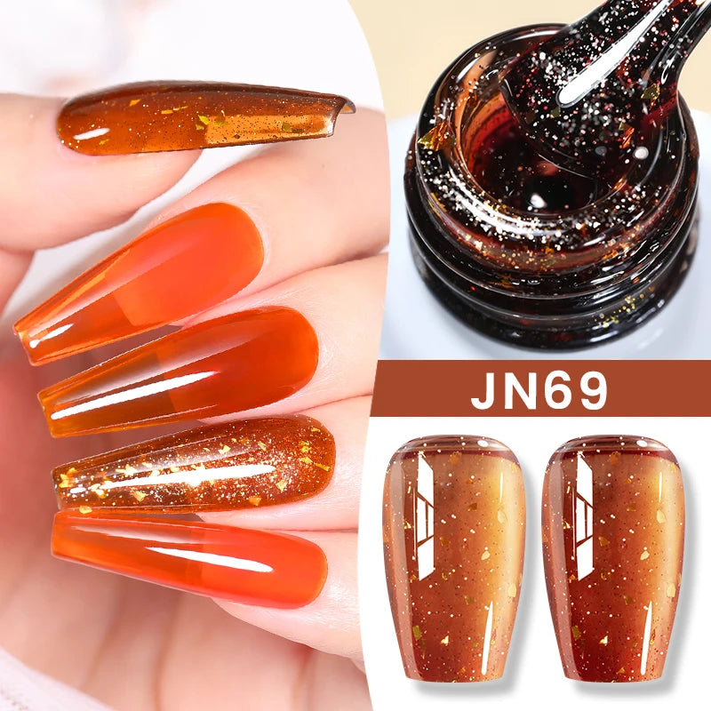 BORN PRETTY Jelly Nude Gel Nail Polish 10ml Light Pink Peach Translucent Color UV Light Cure Gel Varnish Nail Art DIY at Home - Acros