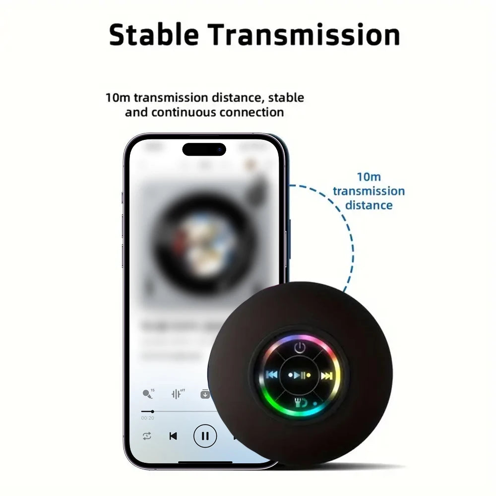 Portable Wireless Bluetooth Speaker LED Light IPX4 Waterproof Loudspeaker Outdoor Bathroom Large Suction Cup Stereo Sound Box - Acros