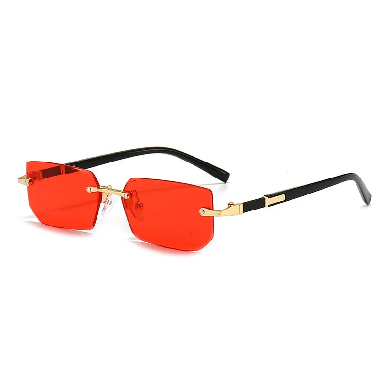 Rimless Sunglasses Rectangle Fashion Popular Women Men Shades Small Square Sun Glasses For Female Male Summer Traveling Oculos - Acros