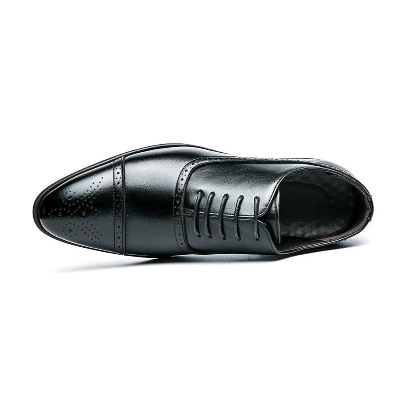 Red sole men's Oxfords by Ansoff, stylish carved lace-up dress shoes perfect for business, casual, or party occasions.
