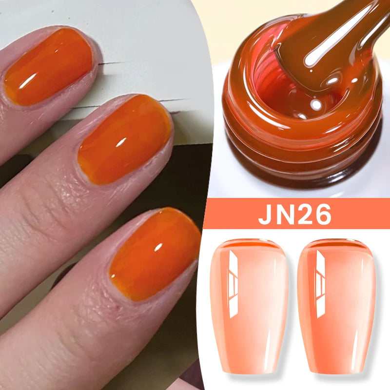 BORN PRETTY Jelly Nude Gel Nail Polish 10ml Light Pink Peach Translucent Color UV Light Cure Gel Varnish Nail Art DIY at Home - Acros