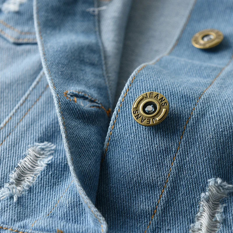 Ansoff boys denim jacket, short coat with single-breasted design, stylish children's spring and autumn outerwear, casual jean jacket