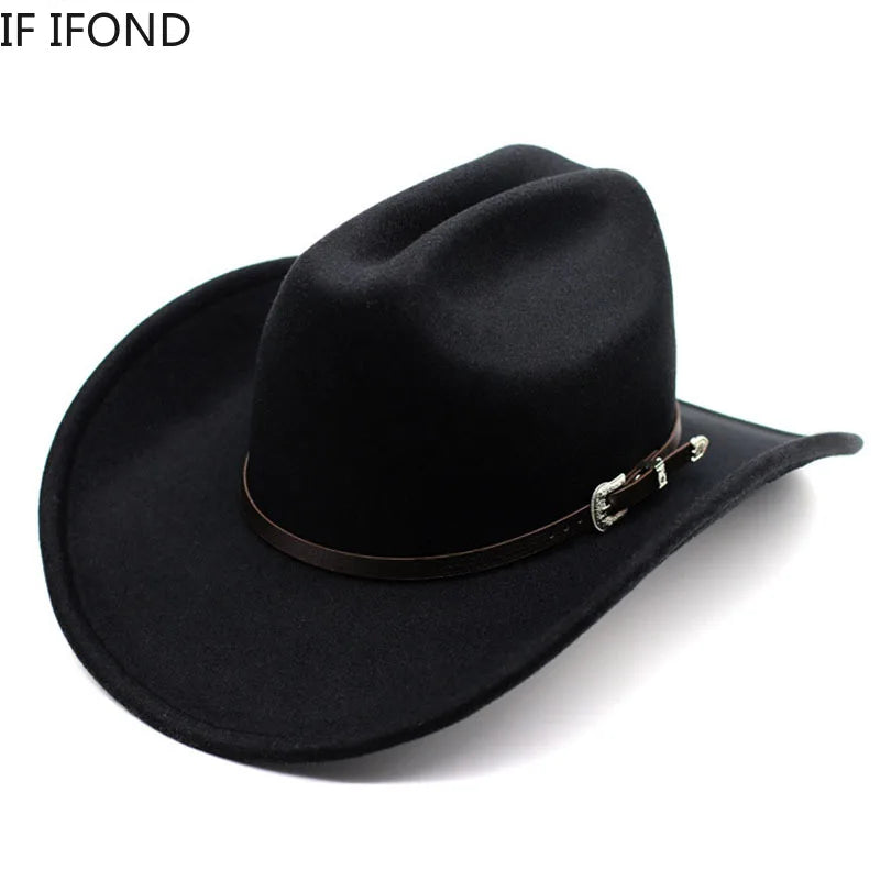 Ansoff vintage cowboy hat for men and women with wide leather brim, western style, jazz cowgirl, cloche, church, and sombrero design
