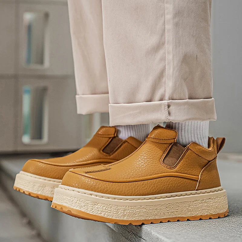 Men's brown casual shoes by Ansoff, made of durable suede, comfortable for daily walking and everyday wear.