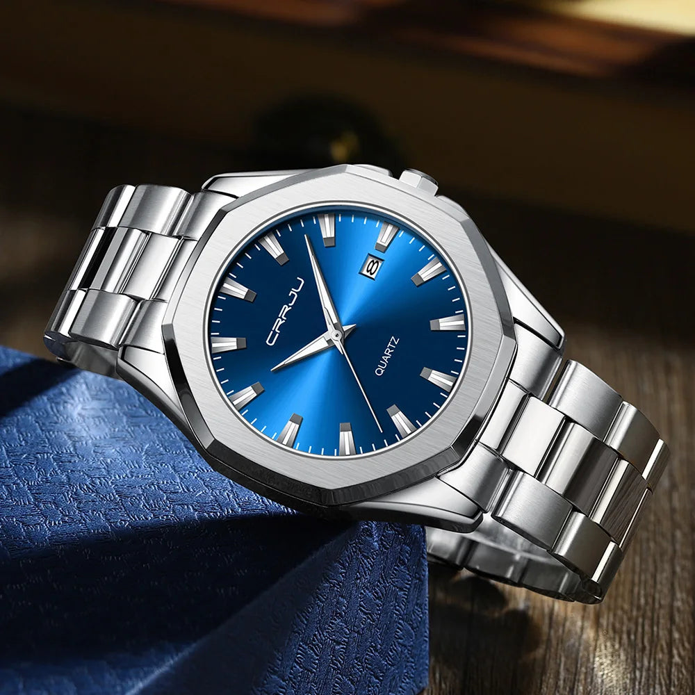 Watches for Men Classic with Date Business Dress Luxury Waterproof Luminous Mens Wrist Watch Analog Stainless Steel Men Watch - Acros