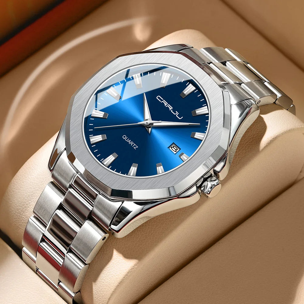 Watches for Men Classic with Date Business Dress Luxury Waterproof Luminous Mens Wrist Watch Analog Stainless Steel Men Watch - Acros