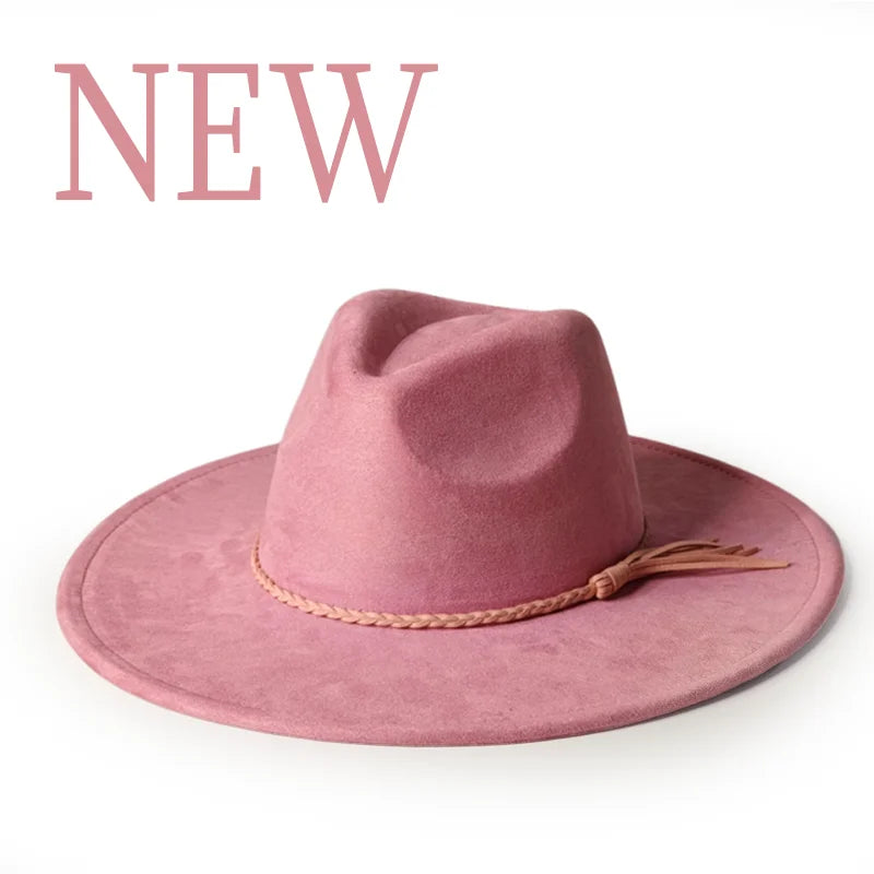 Ansoff malachite green suede fedora hat with wide brim, suitable for men and women, Autumn/Winter felt fashion accessory.