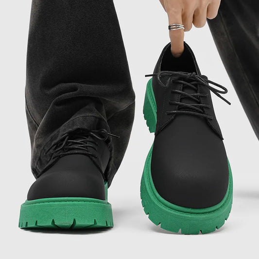 Men's Ansoff derby shoes with platform sole, two-tone leather, round toe, casual elevator sneakers, stylish designer footwear