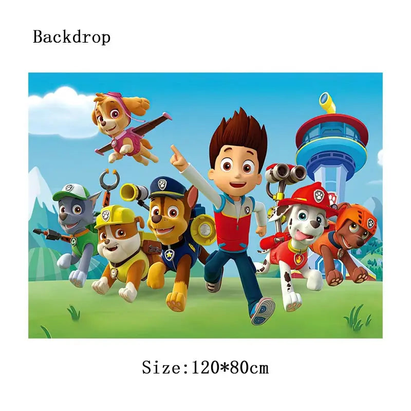 Paw Patrol Birthday Decoration Party Supplies Set Balloons Backdrop Plate Cup Cake Topper Paw Patrol Stickers Banner Party Favor