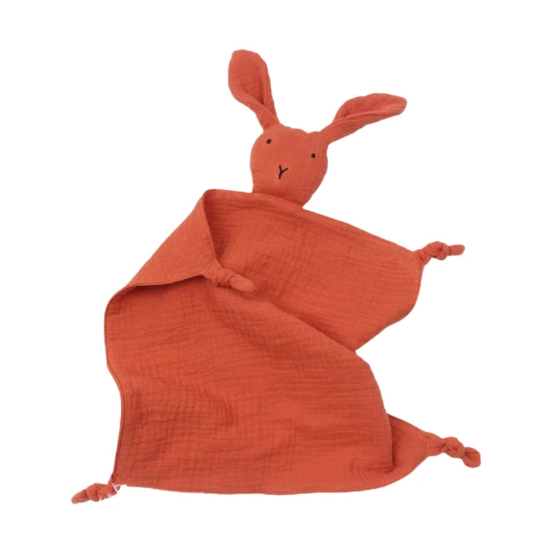 Ansoff baby soothe blanket with soft gauze bibs, rabbit teether, burp cloth, and cuddly towel for comfort and sleeping.