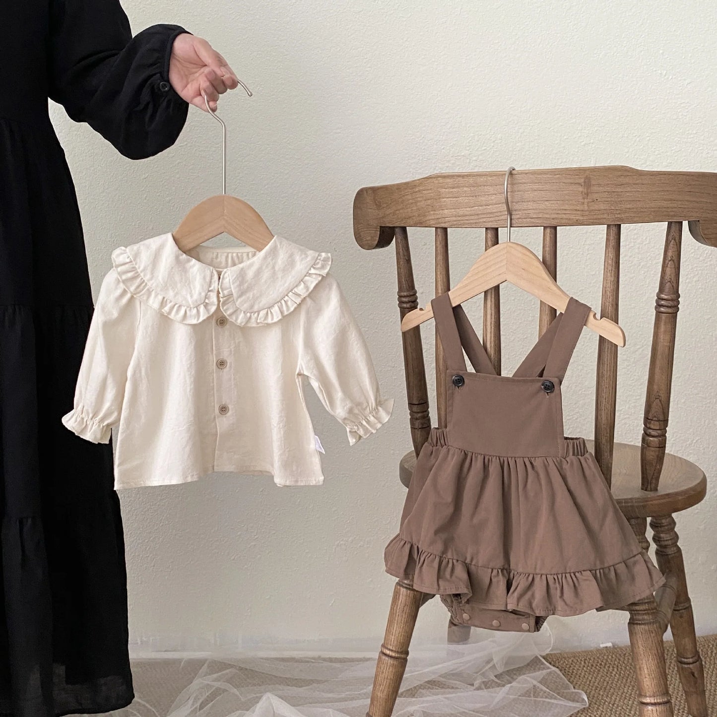 Baby Brother And Sister Clothes 2025 Autumn Korean Infant Girl Blouses+Romper Dress 2Pcs Sets Toddler Boy Shirt Overalls Outfits