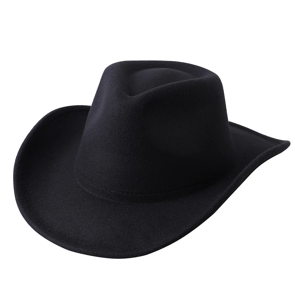 Ansoff cowboy hat with cow head design, monochrome felt, large brim, outdoor unisex hat for men and women.