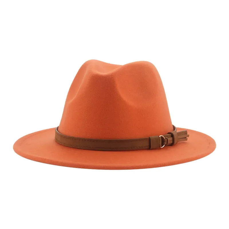 Ansoff fedora hat with wide brim, solid color, band belt, suitable for women and men, ideal for formal winter dress in khaki or black.
