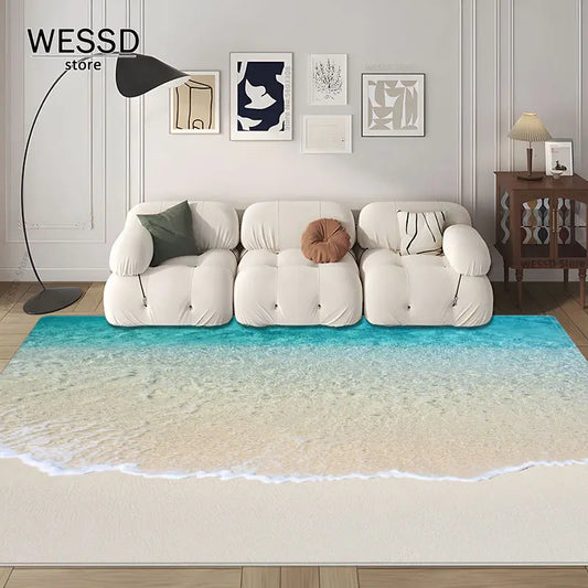 3D Waves Carpet Bedroom Floor Rug Large For Living Room Marine Style Sea Sofa Carpet Room Decoration Kitchen Mat Non-slip