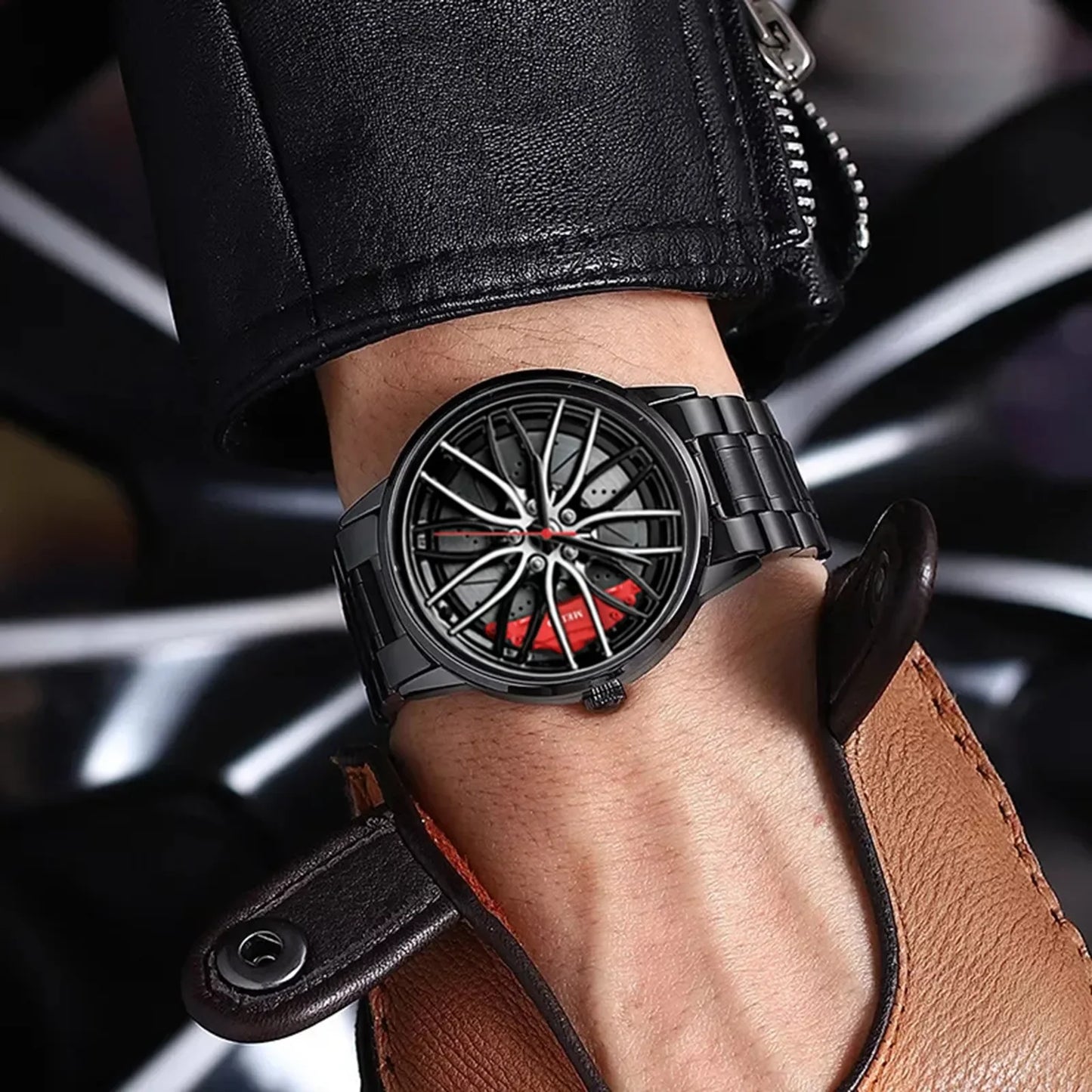 Car Watches For Men,Waterproof Stainless Steel Quartz Wrist Watch Sports Men’s Watches With Car Wheel Rim Hub Design - Acros