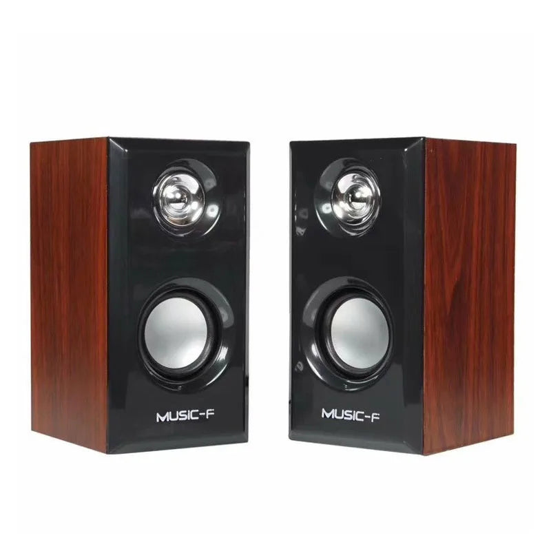 Wooden speakers USB Powered 3.5MM audio jack Surround Sound Wooden Wired Loudspeakers Computer Speakers for Laptop Smartphones