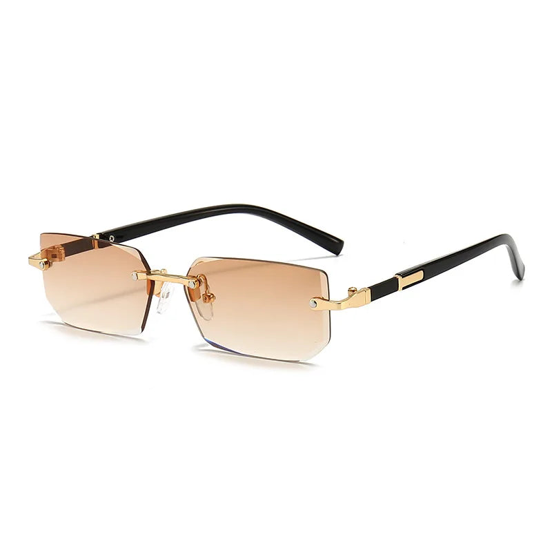 Rimless Sunglasses Rectangle Fashion Popular Women Men Shades Small Square Sun Glasses For Female Male Summer Traveling Oculos - Acros