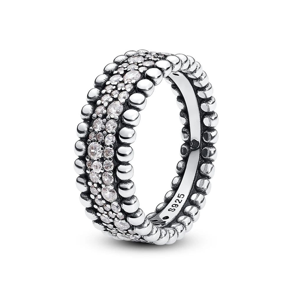 Sterling silver women's ring with rose gold finish, featuring a crown and heart wishbone design with crystals, from Ansoff jewelry.