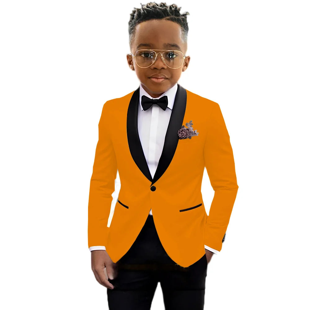 Ansoff boys slim fit wedding tuxedo with shawl lapel and one-button jacket, including matching pants for formal parties.