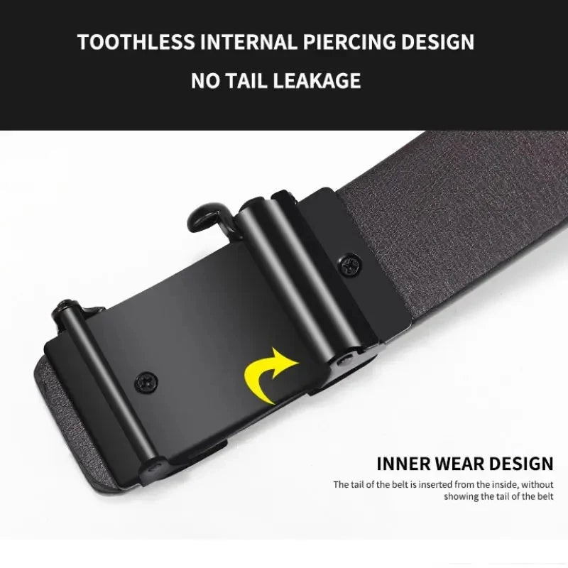Ansoff men's genuine leather belt with metal automatic buckle, stylish strap suitable for formal and casual wear