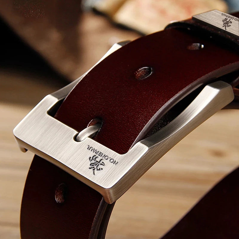 Ansoff men's high-quality leather casual belt with a buckle, featuring a stylish cowboy design for fashion and business wear.