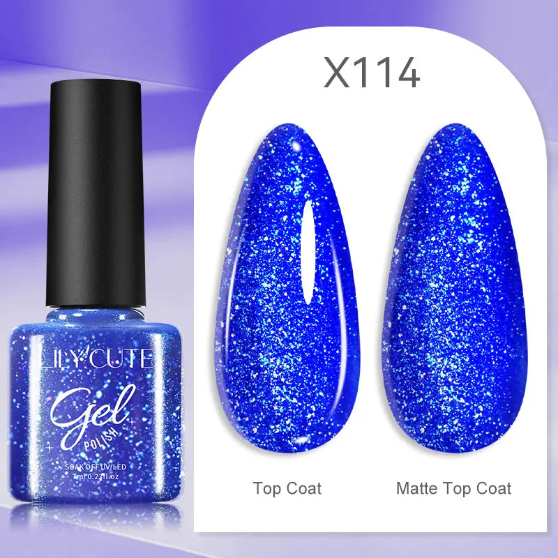 LILYCUTE 5ML Champagne Gold Reflective Glitter Liner Gel Nail Polish Bright Sparkling French Semi Permanent Nail Painting UV Gel