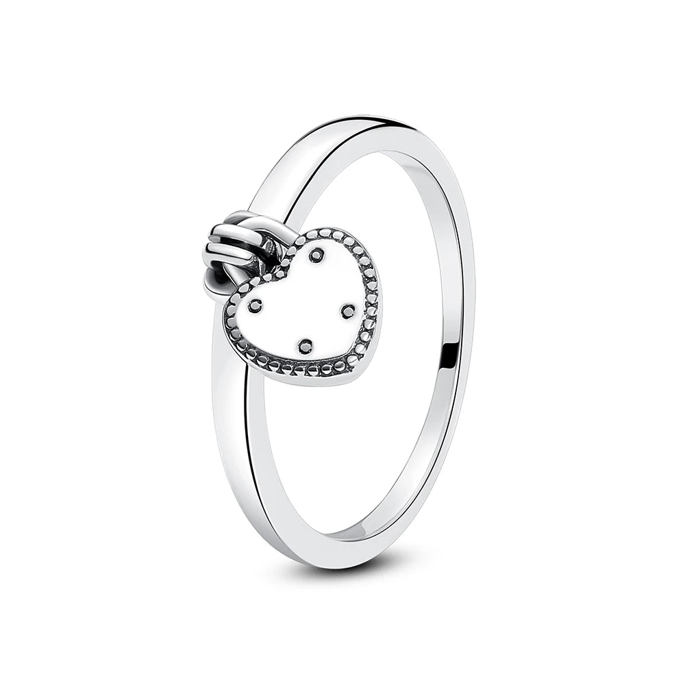 Sterling silver rings for women featuring a crown, love heart, wishbone design with rose gold accents and crystal details by Ansoff