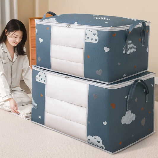 Large Capacity Clothes Storage Bag Organizer With Reinforced Handle Suitable For Blankets Bedding Foldable With Sturdy Zipper - Acros