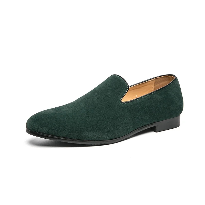 Fashionable Men's Suede Shoes Soft Soles Comfortable Loafers Versatile Men's Casual Flat Shoes Green New Style Free Delivery - Acros