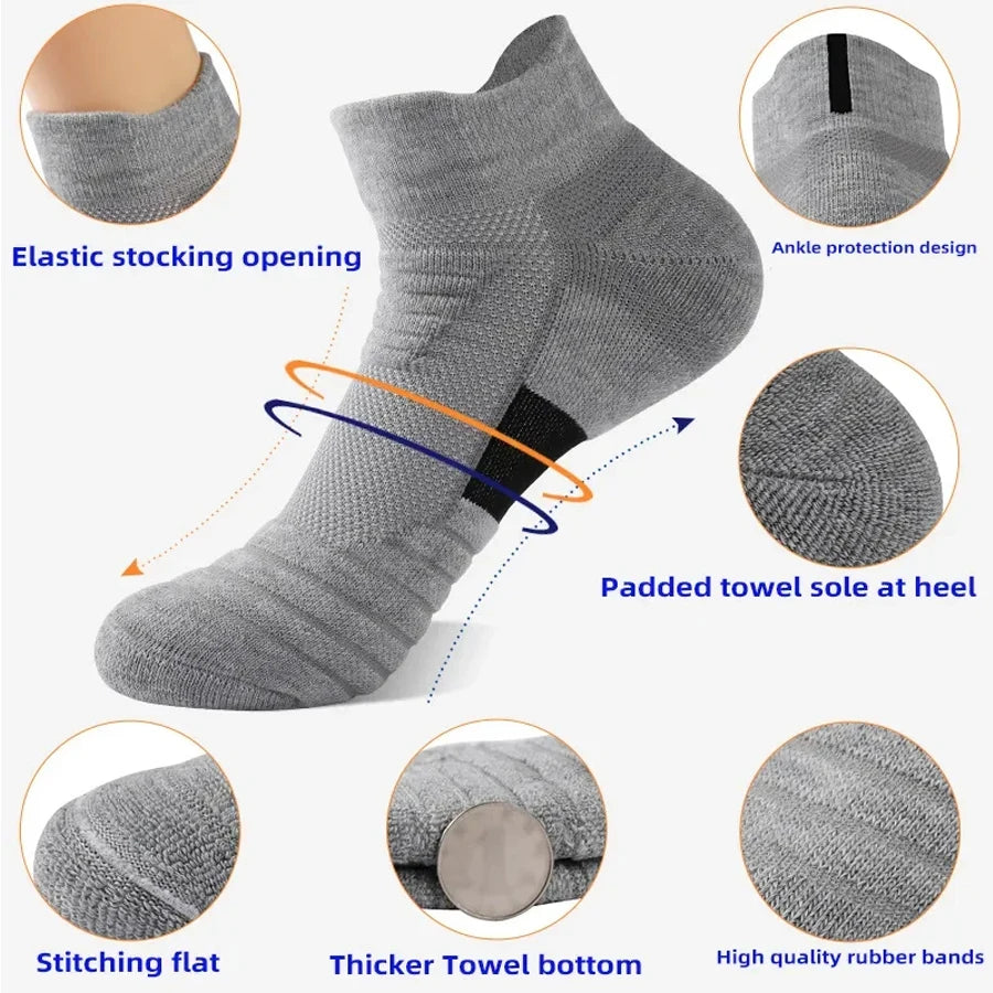 Ansoff men's anti-slip cotton football socks, short and long tube style, breathable sport socks for soccer and basketball, size 39-45.