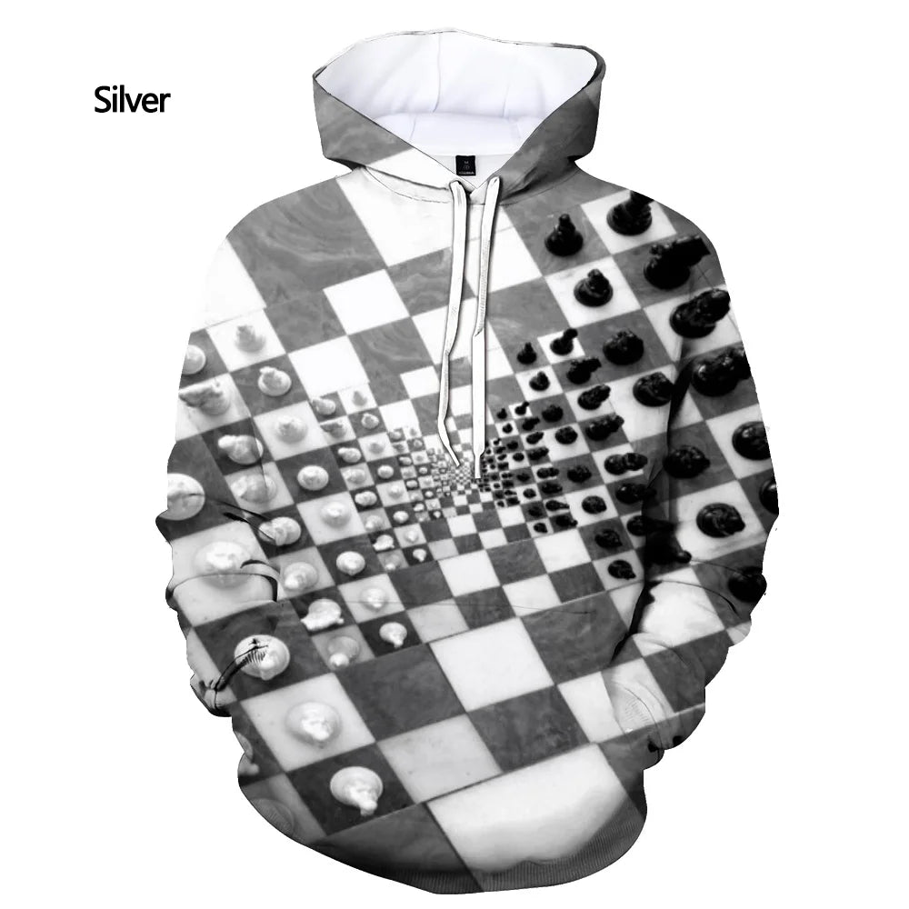 Hoodies Chess Game 3D Print Sweatshirts Boys Girls Children Hooded Pullovers Fashion Kids Long Sleeves Oversized Tracksuit Coat