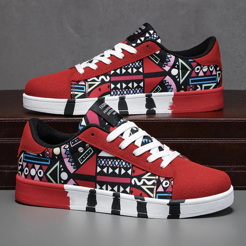 Ansoff men's flat-bottomed outdoor sneakers with colorful design, non-slip sole, and comfortable fit for fitness and leisure activities.