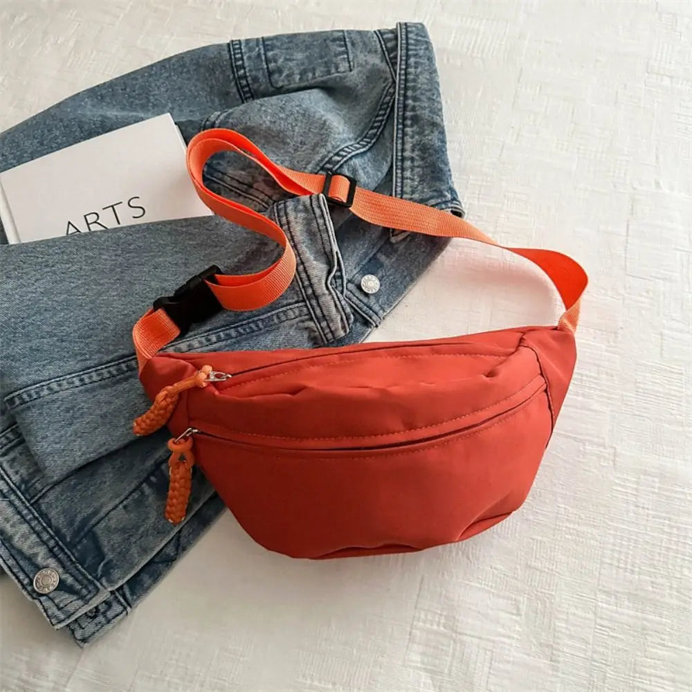 Ansoff large capacity nylon crossbody bag with belt, casual solid color chest bag for travel, students, and everyday use