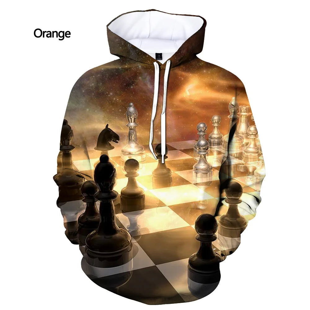 Hoodies Chess Game 3D Print Sweatshirts Boys Girls Children Hooded Pullovers Fashion Kids Long Sleeves Oversized Tracksuit Coat