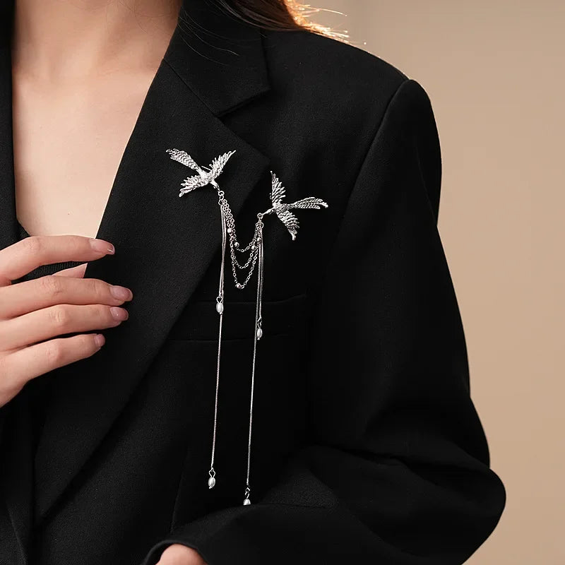Fire Phoenix Phoenix Brooch Pins Delicate Long Fringe Brooches for Women Men Animal Bird Corsage Clothes Bags Party Accessories