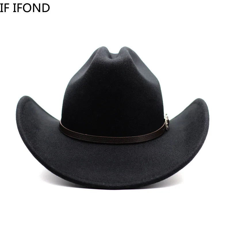 Vintage western cowboy hat by Ansoff featuring a wide leather brim, perfect for men and women, cowboy, jazz, or church wear.