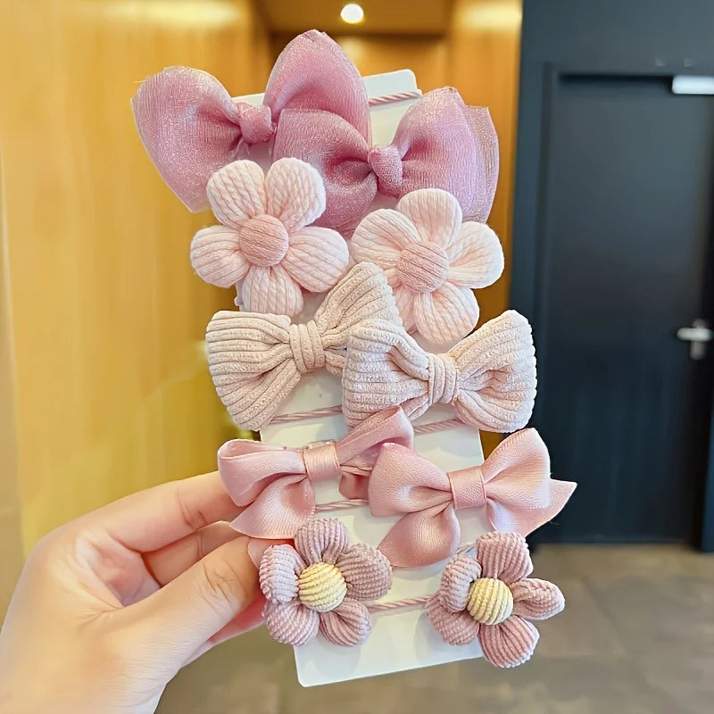 10 Pieces Of Cute And Sweet Style Bow Flower Design, Strong Elasticity, Does Not Damage Hair, Suitable For Ponytail Hair Accesso - Acros
