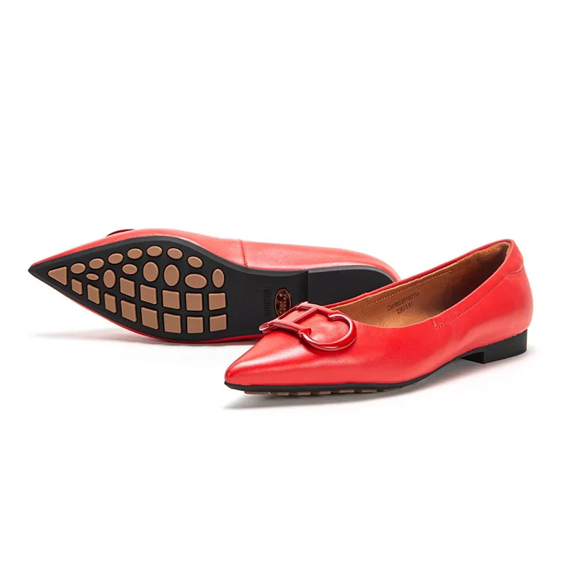 Ansoff women's pointed toe flat shoes with simple design, comfortable casual style, solid color, vintage classic fashion footwear