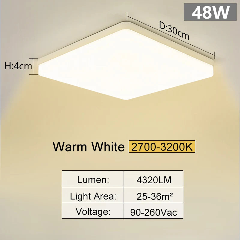 MARPOU Square Led ceiling lamp bedroom lighting Neutral white cold white warm white 48W 36W 24W 18W led ceiling light room - Acros