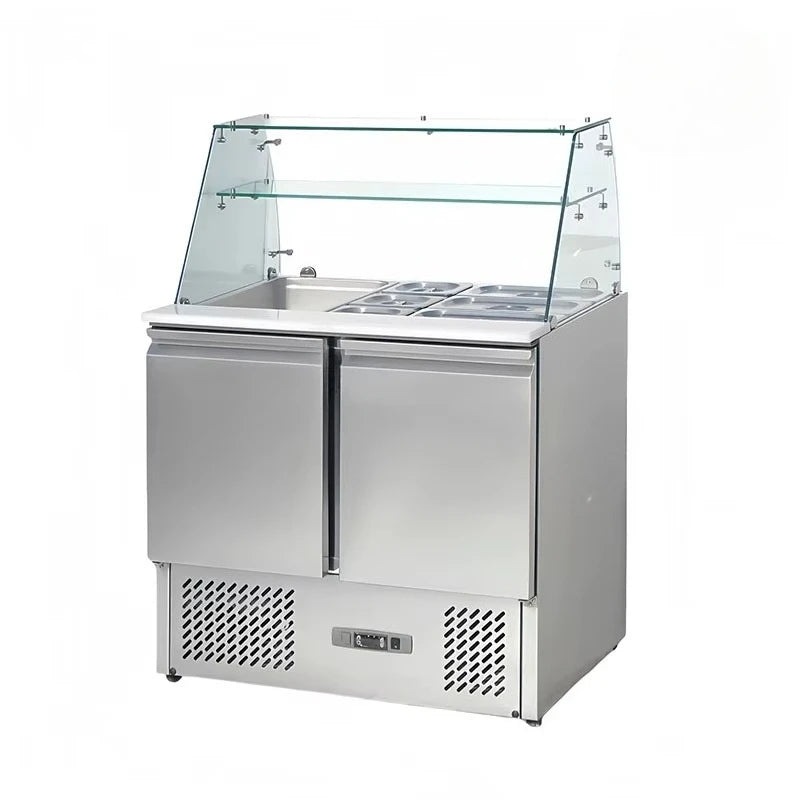 Stainless steel under counter freezer with two doors, cooling workbench for restaurant kitchens by Ansoff.