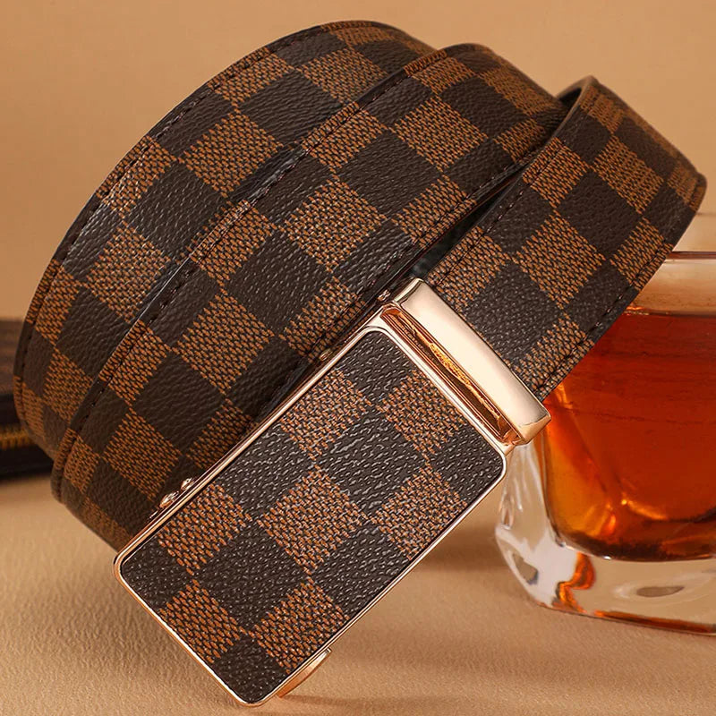 Ansoff men's luxury leather belt with metal buckle, high-quality designer strap for business or casual jeans wear