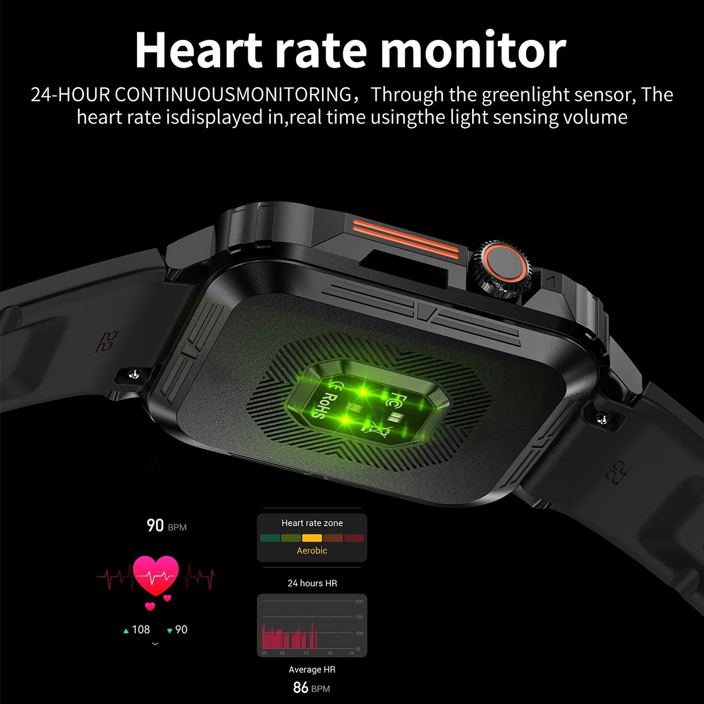 2025 Luxury Military Smart Watch Men Health Monitor Wireless Call Fitness Clock Sports Waterproof Smartwatch for Women Android