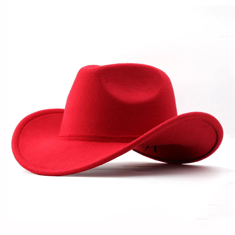 Unisex vintage Western cowboy hat with roll brim in felt, suitable for cowboy parties and jazz events, by Ansoff.